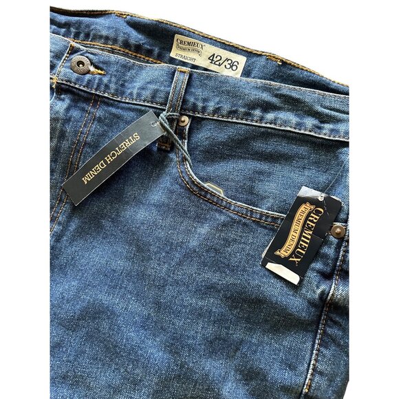 Cremieux Mens Stretch Denim Jeans Straight Fit 42/36 Blue New With Tags - Picture 2 of 4